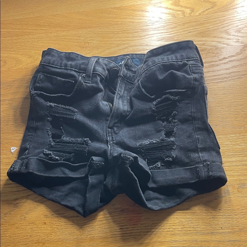 Edgy Black Ripped Denim Shorts